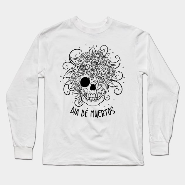 Dia de muertos - Skull design - Black and white design Long Sleeve T-Shirt by verde